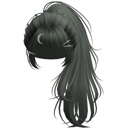 Green Flowy Lush Ponytail w/ Moon Pins Roblox item