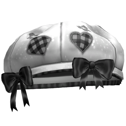 Kawaii Patchwork Bow Beret White&Black