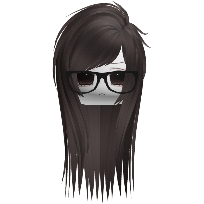Emo Moe Dark Brown Long Scene Hair /w Glasses