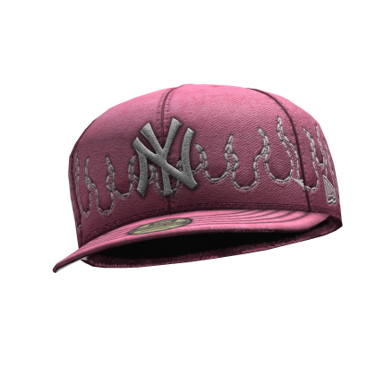 ✤ Pink NY Fitted Cap - Tilted