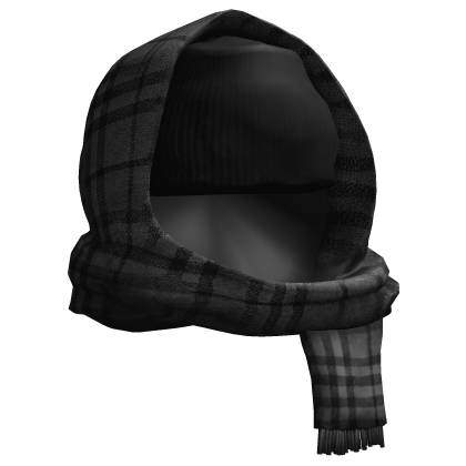 Black Beanie & Grey Plaid Scarf Hood Roblox item