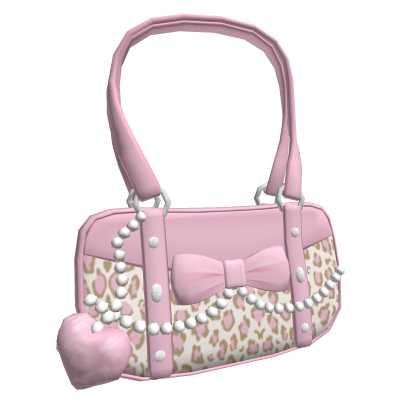 ♡ Gyaru Pink Leopard Bow with Pearls Purse ♡