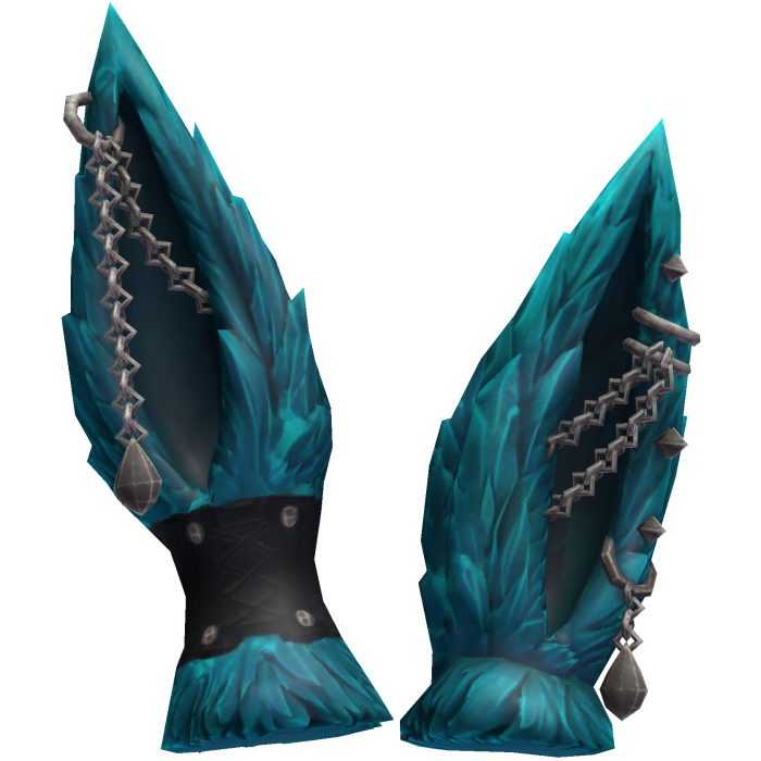 Teal Furry Bunny Ears with Chains