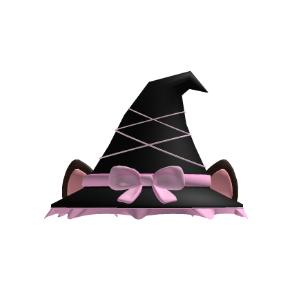 ♡ Cute Halloween Witch Hat (Pink & Black) Roblox item