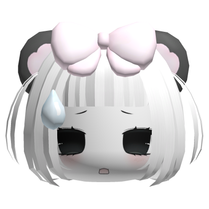 cute anime girl with white hair & bow Roblox item