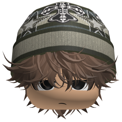 Messy Spikey Hair W/ Skater Beanie Brown V4 Roblox item