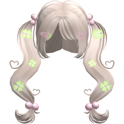 kawaii clover anime heart bobble pigtails (blonde) Roblox item