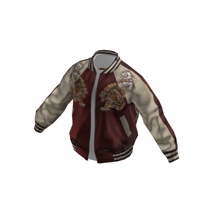 Red Sukajan Jacket w/ Golden Tiger Embroidery