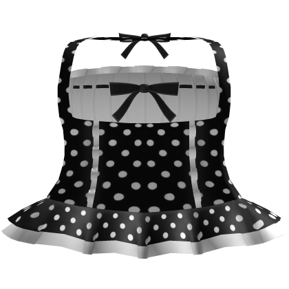 cute black polka dot halter bow doll dress Roblox item
