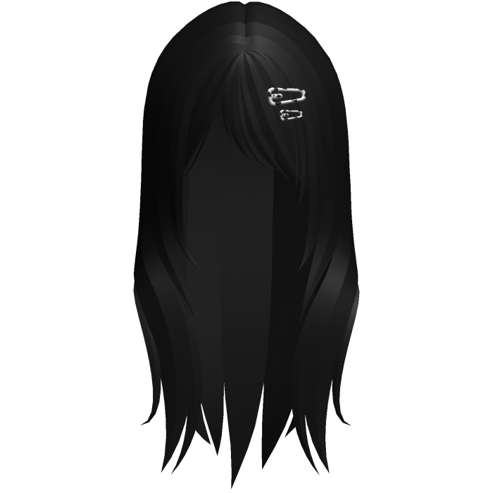 Black hair with a cow-print hair clip