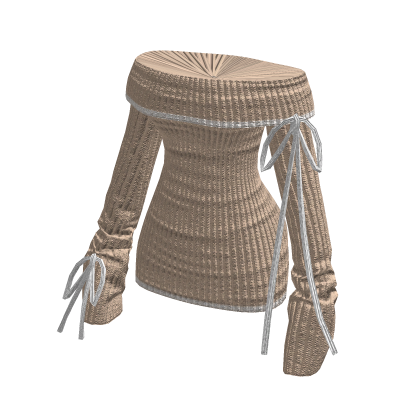 beige cute knit outfit with white lace
