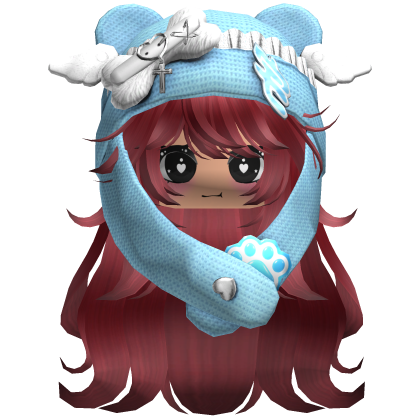 Cute Long Black and red hair Cap Cat Y2k