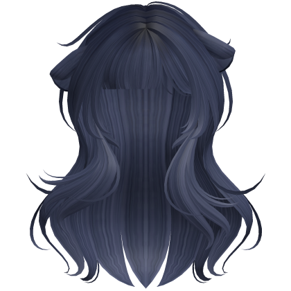 Navy Blue Kawaii Wavy Shy Cat Girl Hair Roblox item