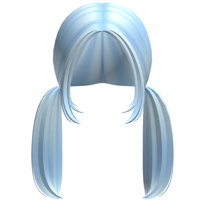 -',ৎ Preppy Low Pigtails with Bangs in Soft Blue