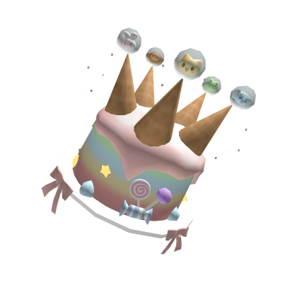 🍬Cute Pastel Candy Cone Crown Cake Hat🍰