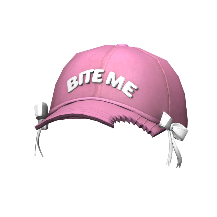 Trendy Pink/White "BITE ME" Cap with Bows