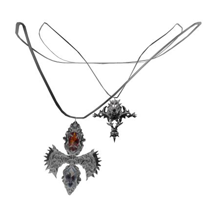 Silver Chrome Double Cross Necklace