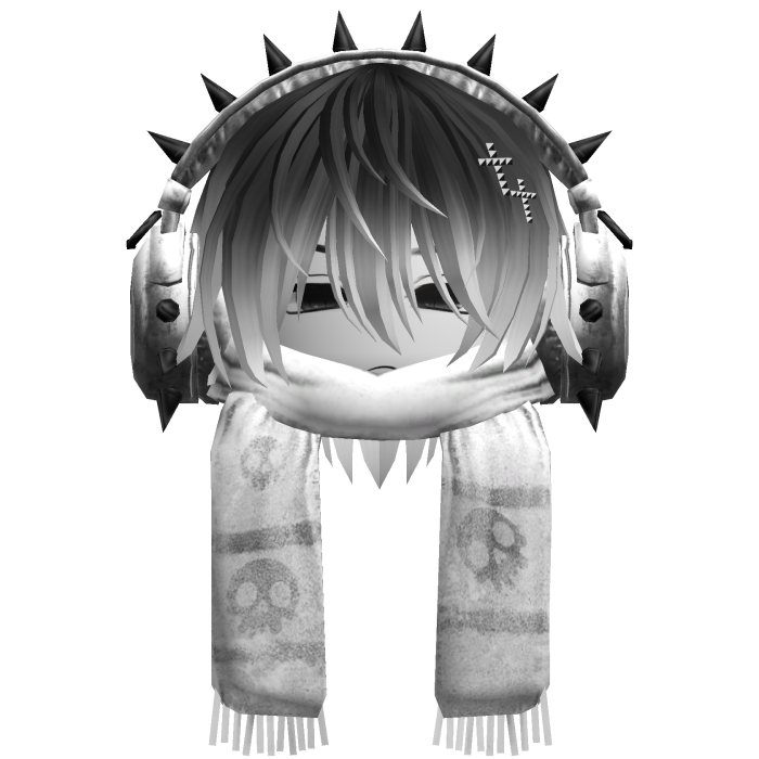 Boy Hair&Emo Headphones&Scarf Black&White V2