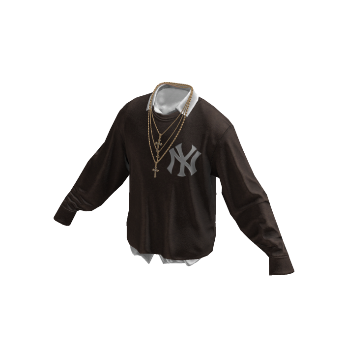 Brown NY Sweater w / Gold Chains