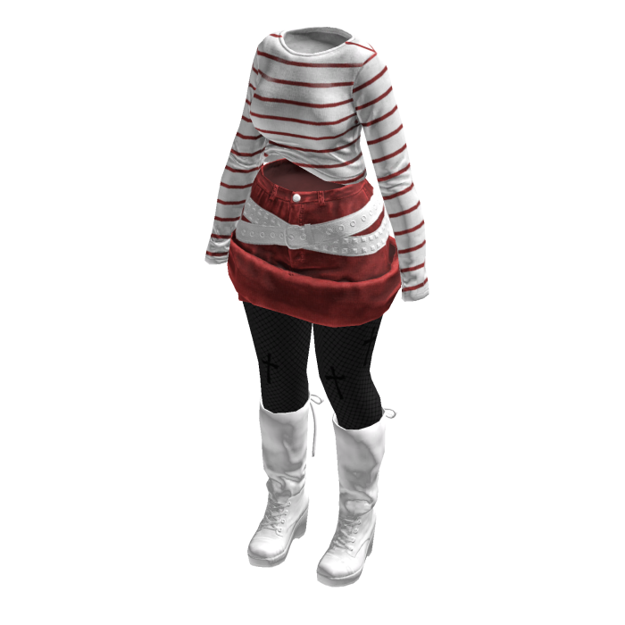 Dark Y2K Striped Sweater Gothic Tights (White Red)