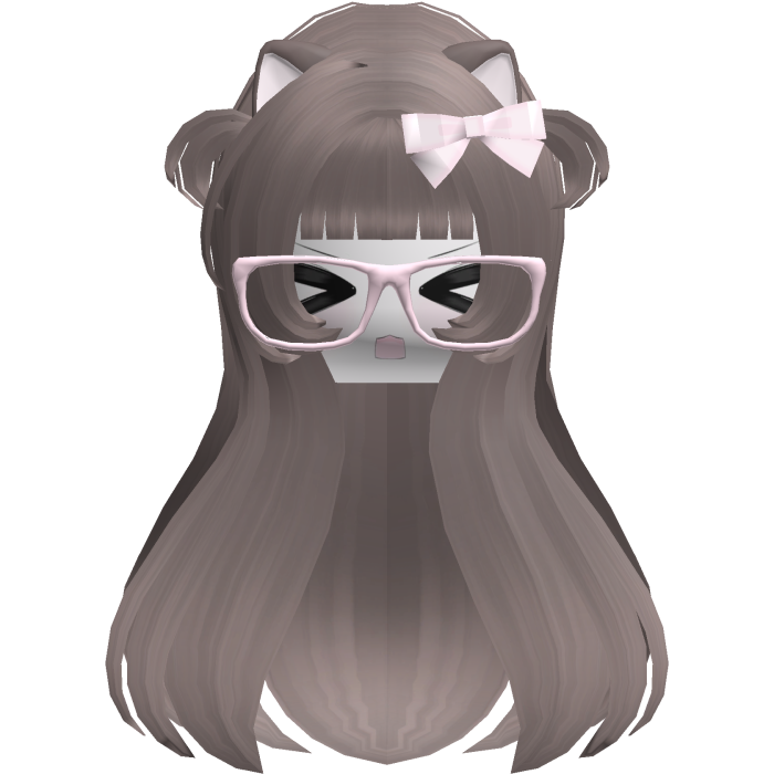 Kawaii Light Brown Long Flowy Hair /w Glasses