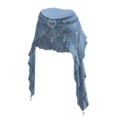 Skirt Blue Chic Layered Ruffle w/ Heart Chain thumbnail