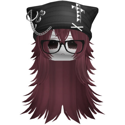 Emo Moe Red Long Wispy Hair /w Beanie