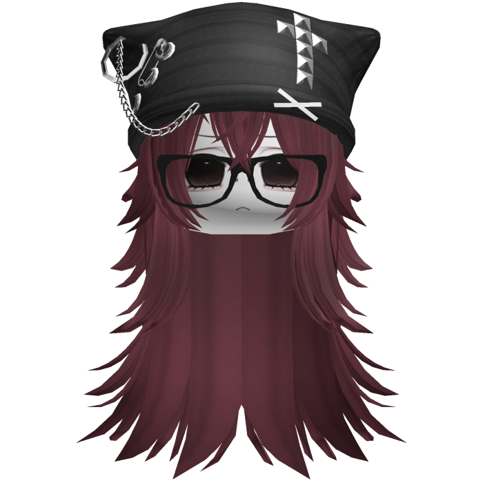 Emo Moe Red Long Wispy Hair /w Beanie