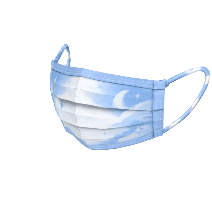Celestial Blue Cloud Pleated Mask