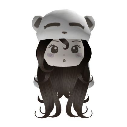 cute bear hat w/ long brown curly hair y2k   Roblox item
