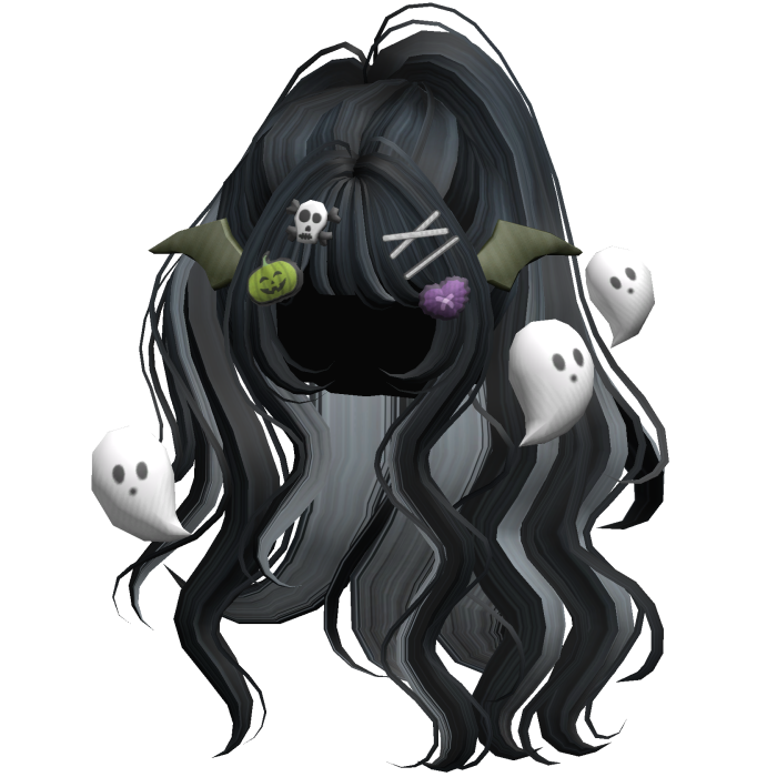 Black&Grey Halloween Hairclips Wavy Half Down