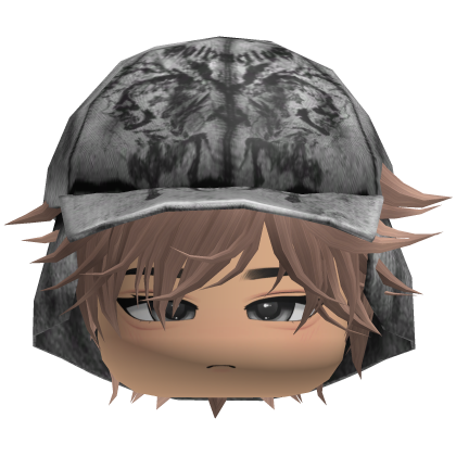 Emo Anime Spikey Boy Hair w/ White Hat (Brown)