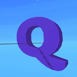 Cart ride into a big purple letter Q icon