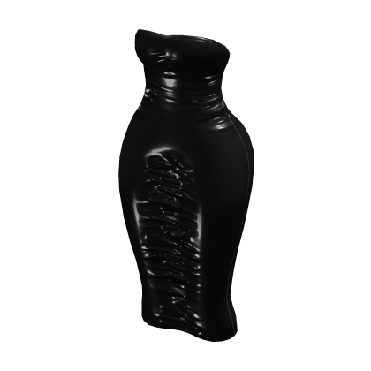 Black Latex Open Back Slip Dress