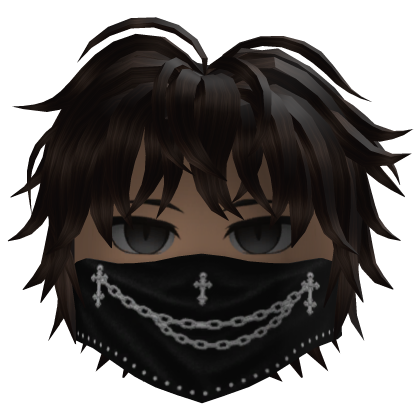 Messy Hair w/ Chain Bandana (Dark Brown)