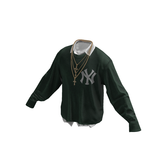 Green NY Sweater w / Gold Chains