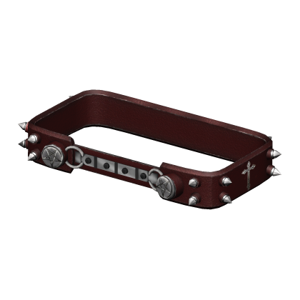 Red and Silver Pentacle Spiked Belt 1.0 thumbnail