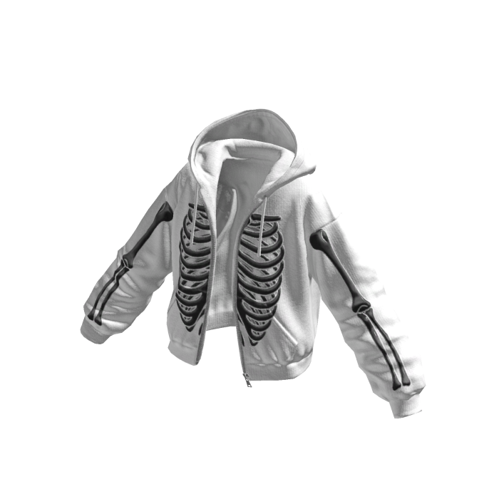 Skeleton Halloween Hoodie Jacket White Black