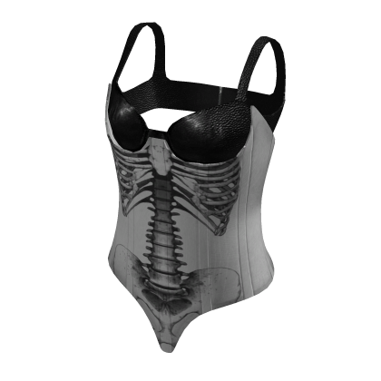 Skeleton Leather Bra & Corset White