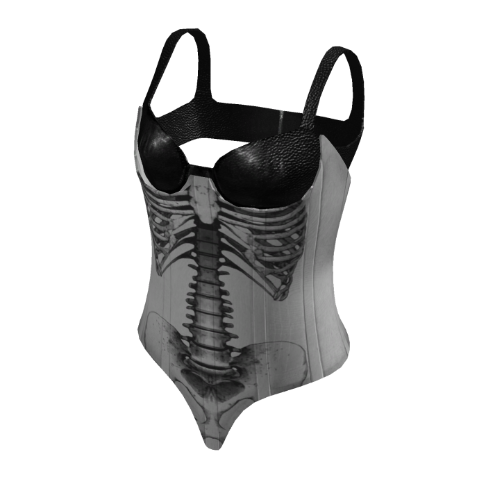 Skeleton Leather Bra & Corset White