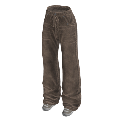 Drawstring Baggy Jeans w/ Sneakers (Taupe)