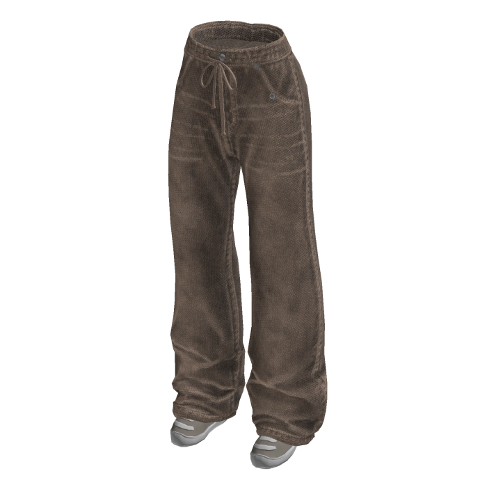 Drawstring Baggy Jeans w/ Sneakers (Taupe)