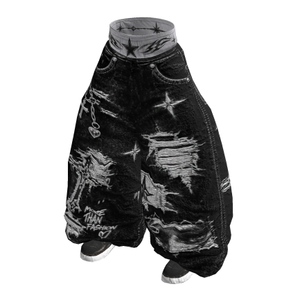🔥Y2K Black Distressed Baggy Pants🔥