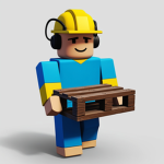 roblox guy carrying a pallet with a hard helmet on