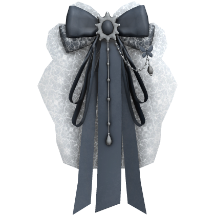 Grey Lace Bow Hair Clip