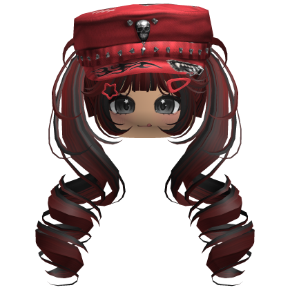 Black&Red Skull Y2K Cap Twirly Hair