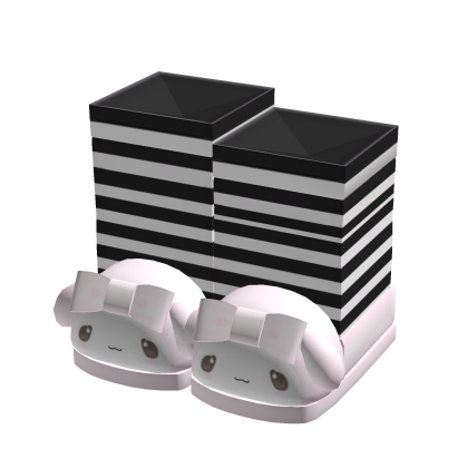 ♡ : pink bunny slippers w/ black striped socks