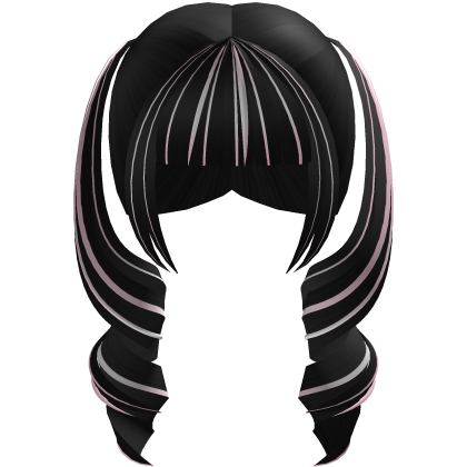 black w/ pastel pink streaks sweet curly twintails Roblox item