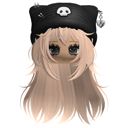 Emo Kawaii Skull Beanie W/ Wolfcut Blonde