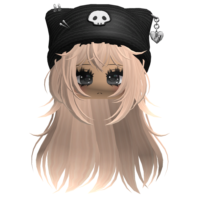 Emo Kawaii Skull Beanie W/ Wolfcut Blonde